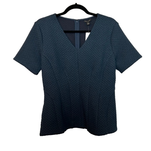 Ann Taylor Tops - Ann Taylor Textured Knit Peplum Short Sleeve Top zippered Back Sz. M